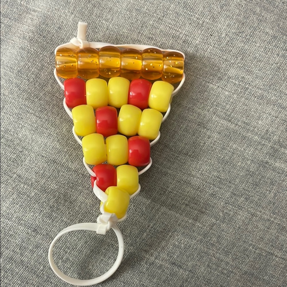 Colorful Beaded Pizza Keychain